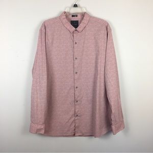 01.ALGO Cotton Button Down Shirt Sz XL Regular Stretch Pink Gray Splatter Office